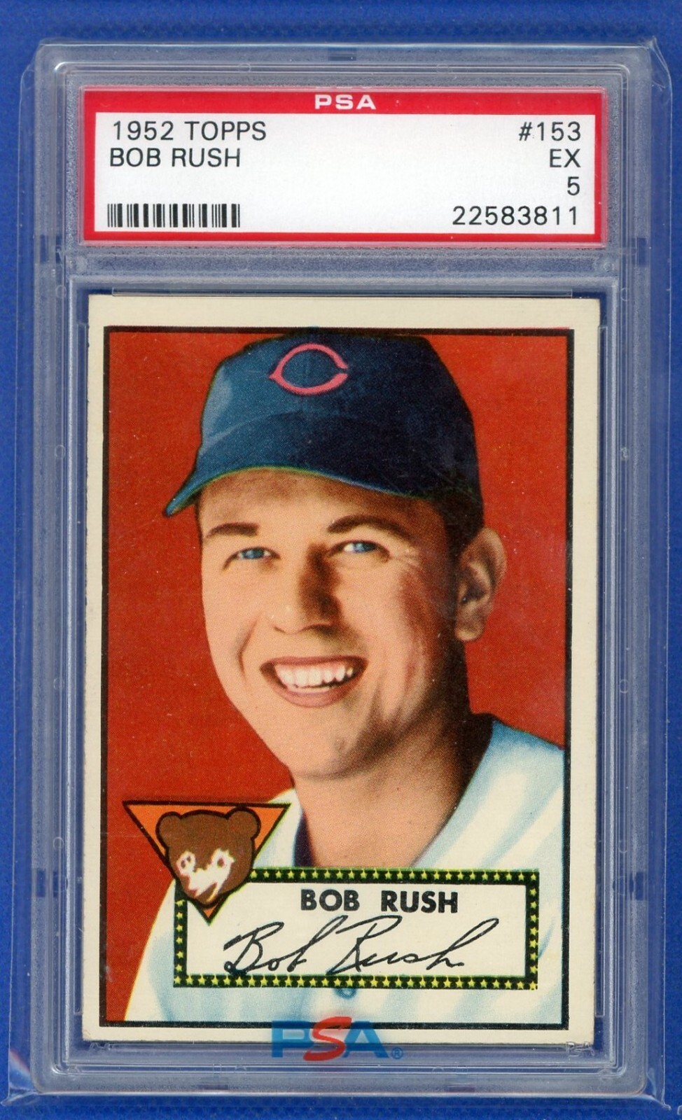 1952 Topps 153 Bob Rush PSA 5 EX 3rd series Cream back Chicago Cubs graded 52T