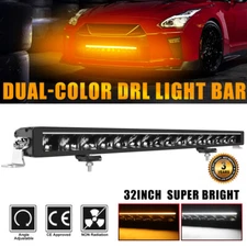 10/22/32/42/52"Led Light Bar Dual Color DRL Spot Flood Offroad Truck Driving 4WD