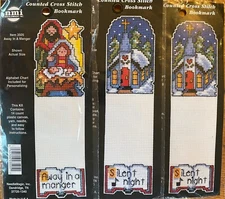 Lot 3 NMI Needle Magic Counted Cross Stitch Bookmark Kit Christmas SILENT NIGHT+