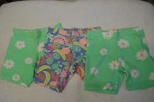Girls 3 LOT STRETCHY SHORTS Bike Play FRUIT CHERRY KIWI Mint Daisy Flowers M 7-8