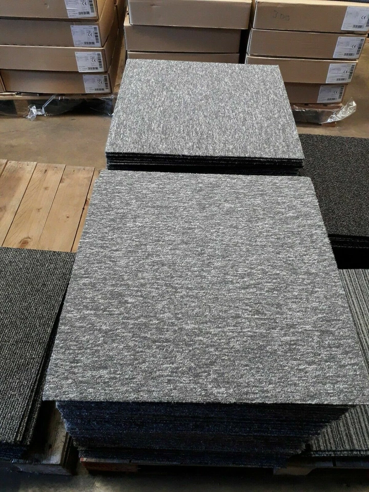 EZYCARE 20 x Carpet Tiles 5m2 Box Heavy Commercial Retail Office Premium Flooring GREY