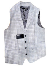 Murano Mens Plaid Polyester Viscose Vest Gray S