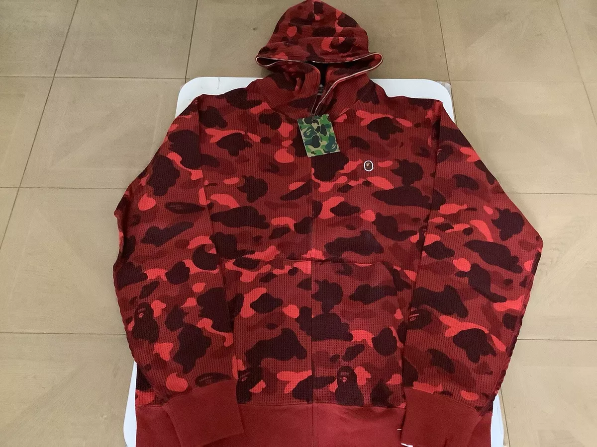 AUTHENTIC A BATHING APE BAPE COLOR CAMO THERMAL FULL ZIP HOODIE RED XL NEW MENS