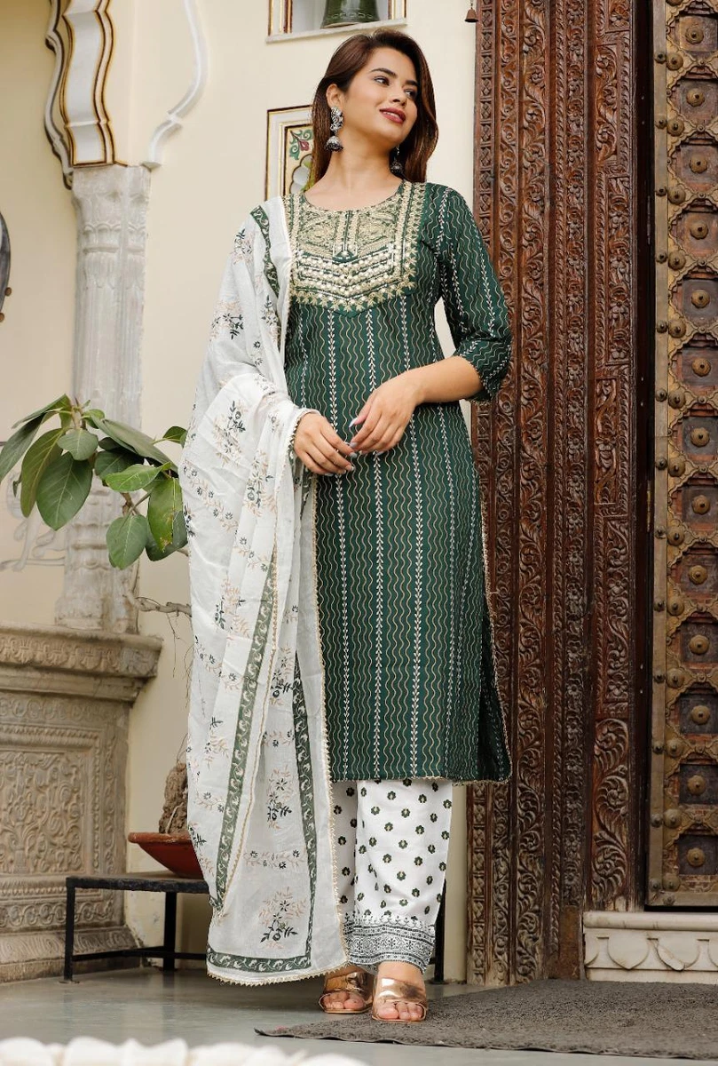 Indian angrakha Long Kurti Pant Casual Wear Party Wedding Dress Salwar  Kameez | eBay