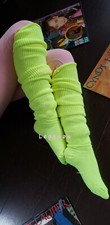 Long Loose Thigh High Slouch Socks Noen Yellow Over Knee 80's 90's Leg Warmers