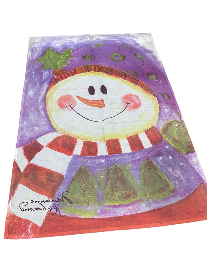 Muñeco de Nieve Navidad Púrpura Jardín Porche Bandera Invierno Marianne Richmond 25 x 37” Foto 4 de 4