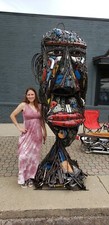 Large Metal Art Sculpture Of Giant 3d Face Head welded outside yard garden art