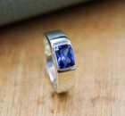 Blue Sapphire Men's Ring 925 Silver Men's Signet Ring Handmade Men's Jewelry