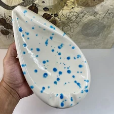 MCM Signed Speckled Amoeba ASHTRAY ceramic ATOMIC SPATTER Bowl VTG 50s Spots/Dot