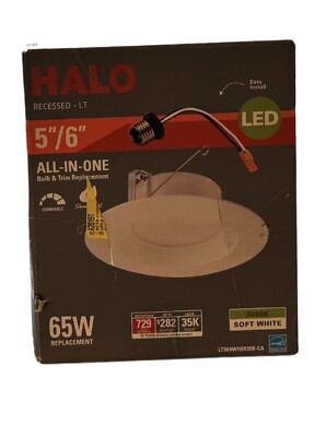 HALO 5 in. and 6 in. 3000K Integrated LED Recessed Retrofit Downlight Trim, 90