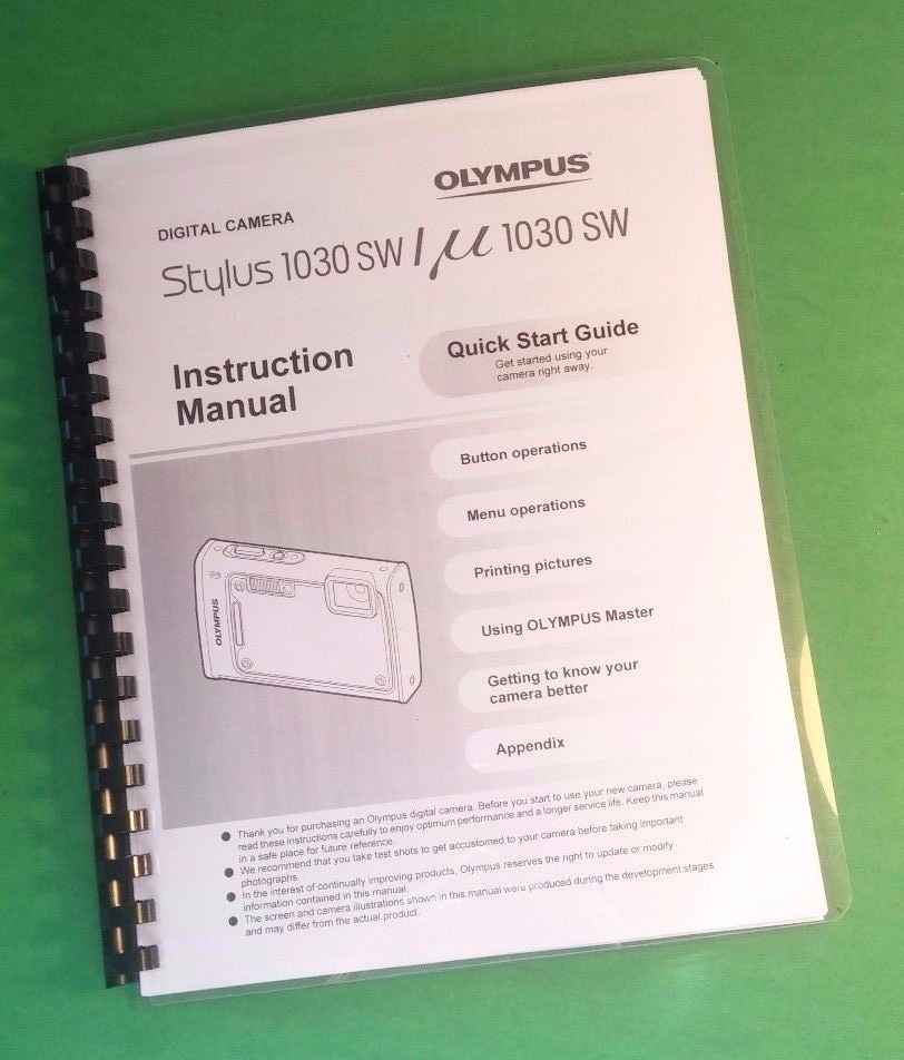 Owners Manual for Olympus 1030 SW Stylus 1030 SW Camera 84 Pages W 