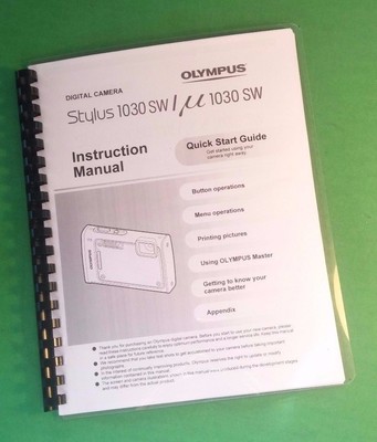 Owners Manual for Olympus 1030 SW Stylus 1030 SW Camera 84 Pages W 