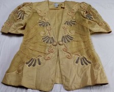 Vintage Michelle Nichole Linen Blazer Cardigan Womans Size 20 Beaded Embroydered