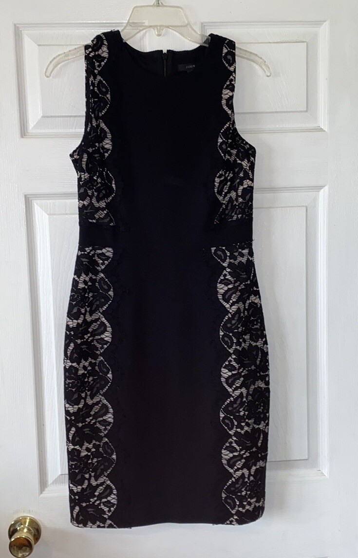 J.Crew Black Lace Panel Sheath Dress | eBay