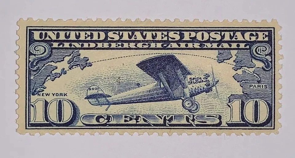 Travelstamps: 1927 US Stamps Scott #C10, Lindbergh Tribute Issue, mint, moglh - Image 2 of 4