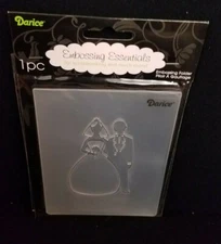 NEW Darice Essentials Embossing Folder Wedding Bride and Groom Silhouette 