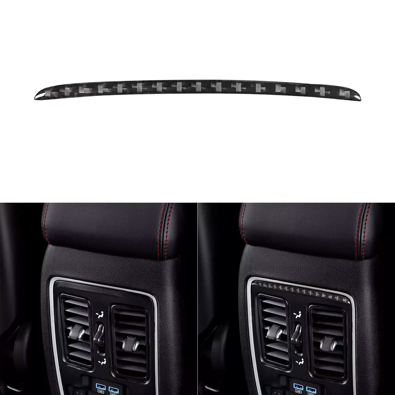 Real Carbon Fiber Rear Air Vent Outlet Panel Trim Strip For Dodge Durango 11-13