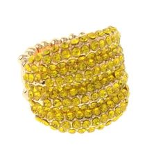Gold Tone Stretch Metal Ring With Crystal Rhinestone R1251-YLW