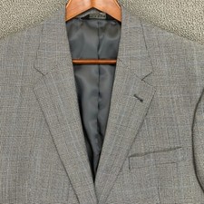 Jos A Bank Sport Coat Jacket Mens 44 Regular Wool Black White Glen Check
