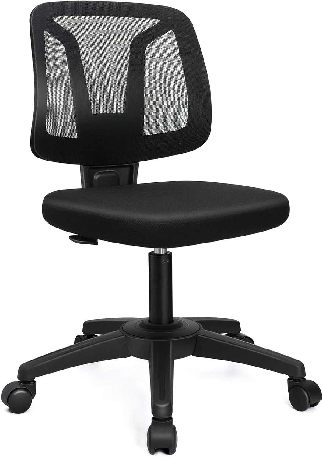 Armless Mesh Office Chair Ergonomic Swivel Black Compact Computer Desk Chair No Arms
