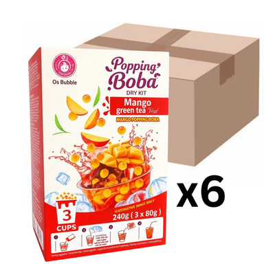 6er-Pack O's Bubble Popping Boba DIY Kit Drink Mango Green Tea 240g (3x80g)
