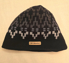Columbia Unisex One Size Knit Beanie Hat Lined Black/Gray/White Geometric