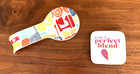 Crate & Barrel Colorful Ceramic Spoon Rest + Tag "Perfect Blend" Small Dish