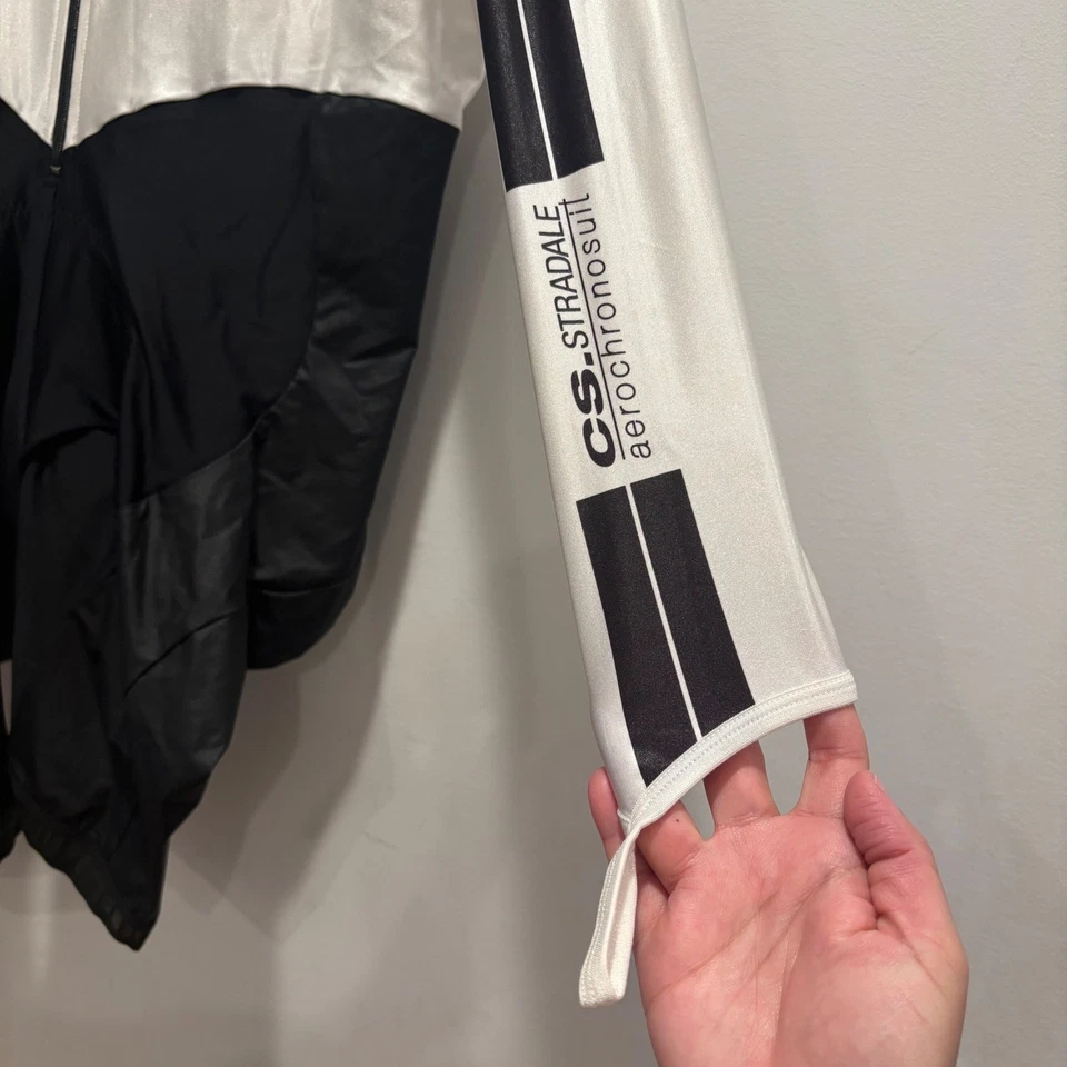 ASSOS Chronosuit cS Uno Blanco Negro Ciclismo Skinsuit Hombres XXL TIR Manga Larga Almohadilla Foto 2 de 4