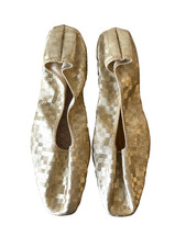 VINTAGE 60s BERTLYN NEW YORK GOLD FLATS SHOES WOMEN'S SIZE LARGE 8 8.5 9