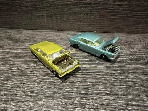 Vintage LESNEY Matchbox #53 FORD ZODIAC Mk. IV & # 36 Opel Diplomat DieCast Cars