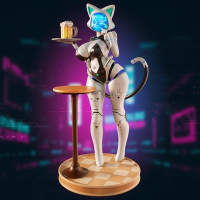 Neko Bot Anime Sci-Fi 9 Inch Resin Garage Kit: 16K Unpainted Figure Officer Rhu