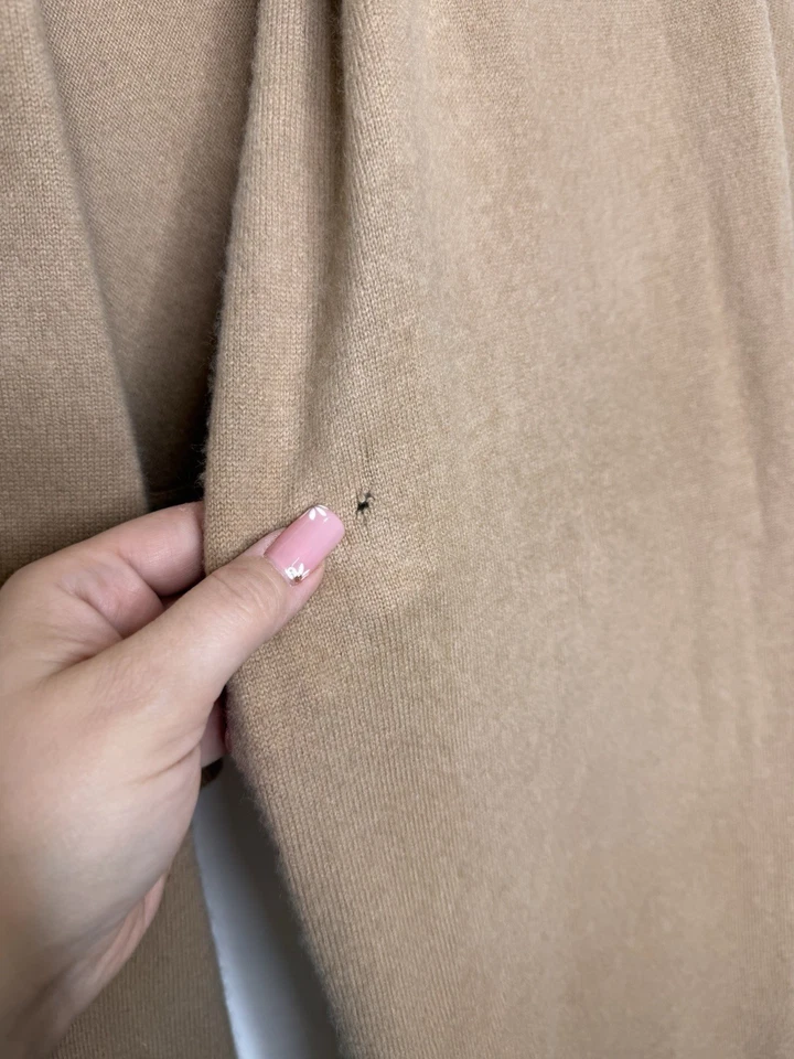 Madison Studio Scarf Wrap Shawl 100% Cashmere Tan Ruffle Quiet Luxury Old Money - Image 2 of 4