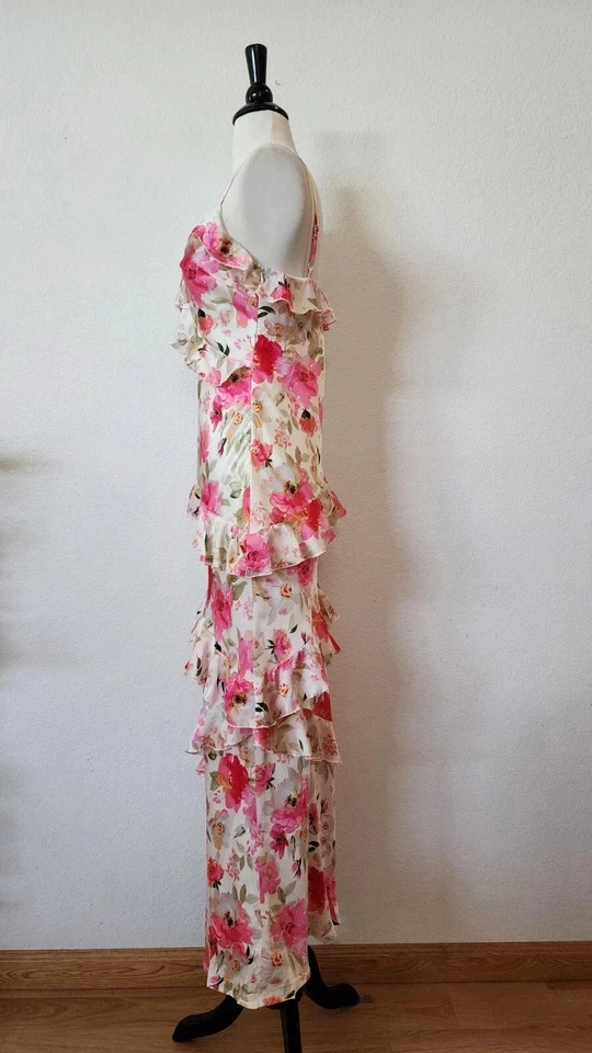 Maxi Vestido Anthropologie Nuevo Talla Mediana Floral Rosa Boda Coqueta Jardín Foto 2 de 4