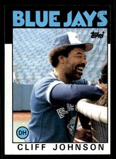 1986 Topps #348 Cliff Johnson Card Toronto Blue Jays