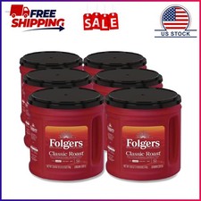 (6 pack) Folgers Classic Roast Ground Coffee, Medium Roast, 25.9 oz Canister 8.24 per pound