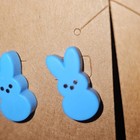 Handcrafted Plastic Blue Peep Silver Heart Stud Earrings Animal Theme — photo 3