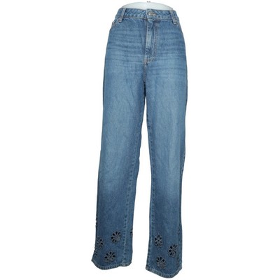 NA-KD, Jeans, Größe: 36, Flower Cut Out Mid Waist Jeans, Blau, Einfarbig #eHX