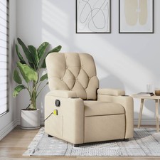 Massage Recliner Chair Cream Fabric 100 polyester , metal, plywood