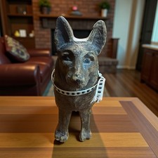 Brown German Shepherd Dog Figurine Resin made to look carved 5" length