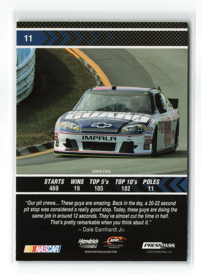 2013 PRESS PASS DALE EARNHARDT JR. #12 PLATINUM /99 - Image 2 of 2