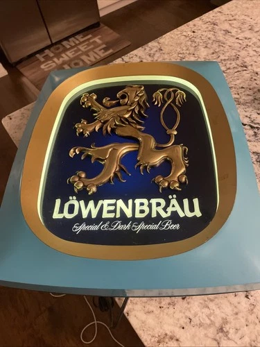 Vintage 1970's Lowenbrau Special & Dark Lighted Beer Sign Man Cave TESTED 18x15