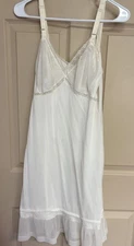 Vtg SEAMPRUFE Full Slip 36 Ivory White Lace Embroidery Coquette  Adjustable