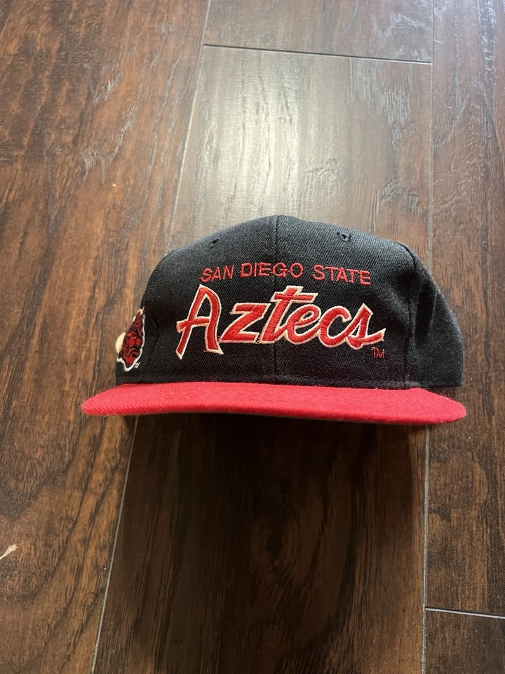 Vintage Sports Specialties San Diego State Aztecs Wool Black Script SnapBack Hat - Image 3 of 4