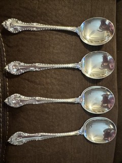 Gorham Sterling ENGLISH GADROON 148 g Cream Soup Spoons 6 1/4" Set of 4 Mono D