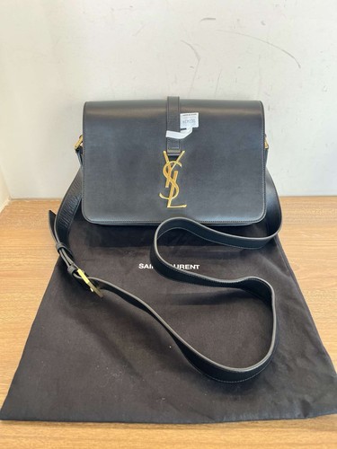 YSL Saint Laurent Shoulder Bag Black Smooth Calfskin Gold YSL Logo With Dust Bag