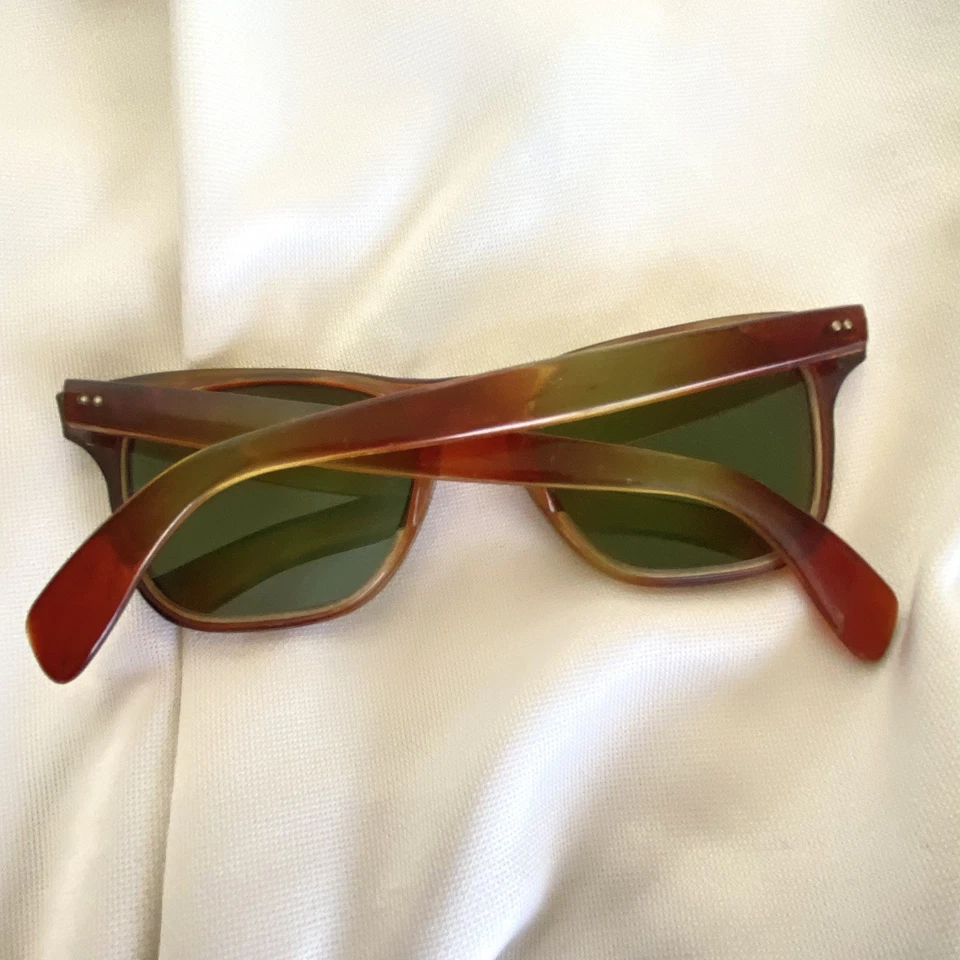 Vintage Foster Grant USA Unisex Sunglasses Tortoise Shell Green Lenses - Image 3 of 4