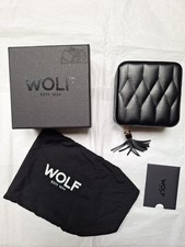 Image of BNWT Wolf Designs Black Caroline Zip Travel Case Jewellery Box Anti Tarnish £125