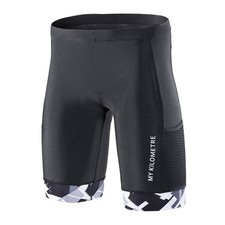 Mens Triathlon Shorts with Adjustable Drawstring Easy Reach Leg Pockets Chamo...