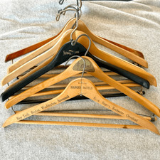 7 Vintage Suit Hangers Wood NY CA Manager Hotels Elam s Neiman Marcus