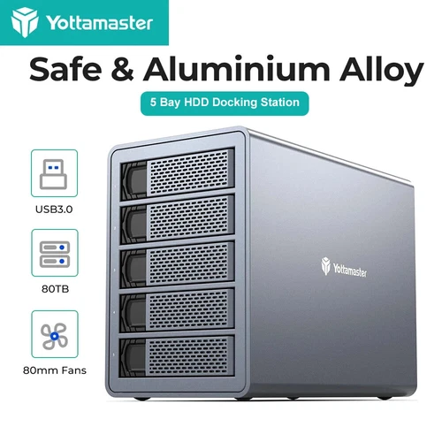 2/4/5 Bay Type C Hard Drive Enclosure W/ Daisy Chain For SATA 2.5" 3.5" SSD/HDD - Picture 1 of 9